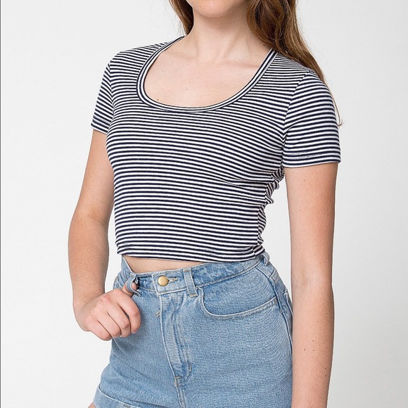 baby doll white/navy blue stripes crop top - Picture 3 of 3