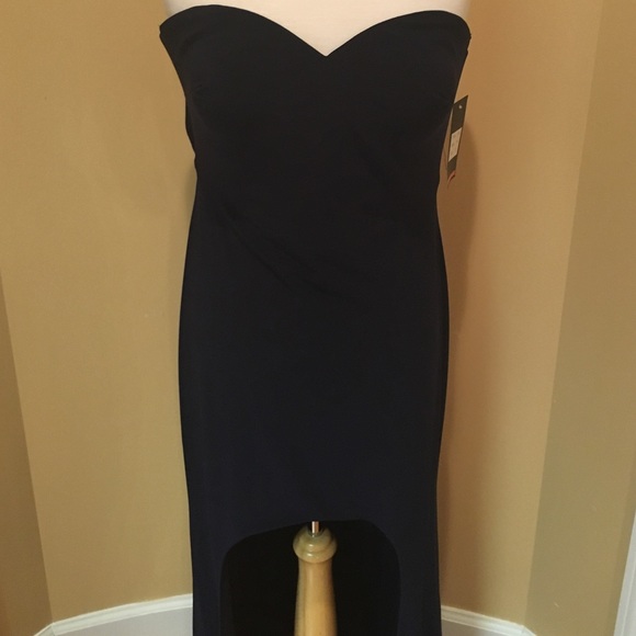 Navy Blue -Size 12 - LaFemme Gown- Open back - Picture 2 of 4