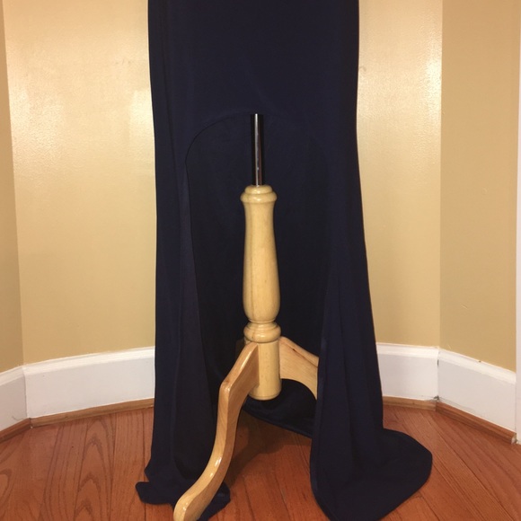 Navy Blue -Size 12 - LaFemme Gown- Open back - Picture 3 of 4