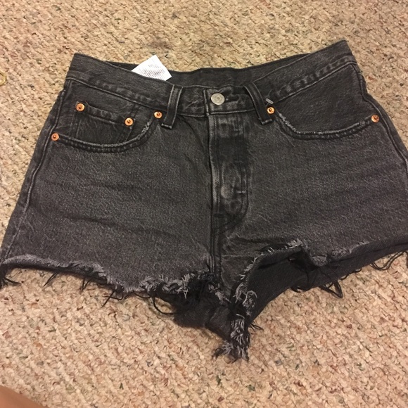 Black denim high waisted shorts