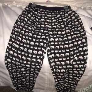 Silky elephant patterned pants. Flowy.