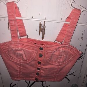 Button up crop top, peach
