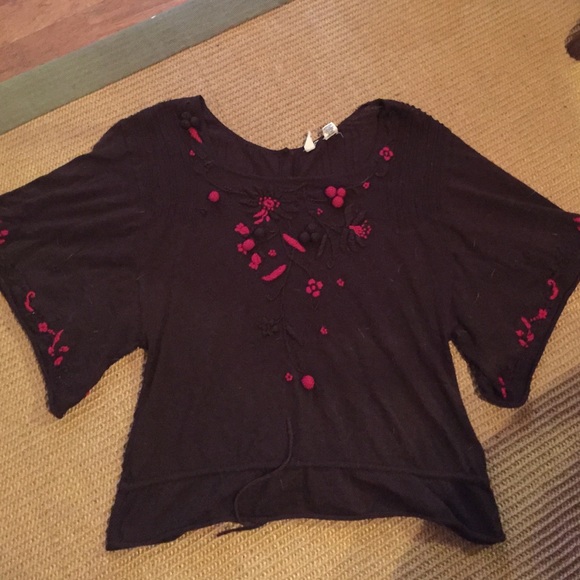 Anthropologie embroidered sweater top