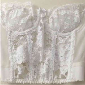 VICTORIA'S SECRET WHITE LACE BUSTIER 34B