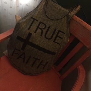 Tank top, white & grey mesh