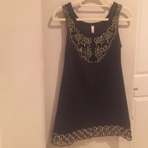 Free People Black Dress with Gold Detail