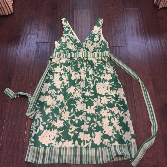 Green and white floral dress