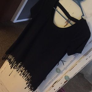 Navy blue shirt fringe* at bottom never been worn