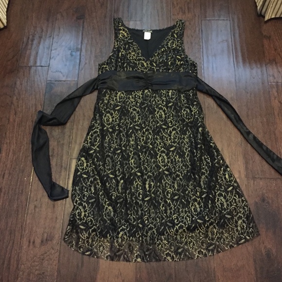 Black and Gold dress with black sash