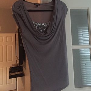 Gray short sleeved top with built in sequence tank