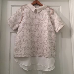 Collard-shirt with woven pattern, Size M