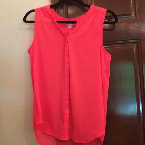 AEO Bright Coral Pink Sheer Tank - Picture 1 of 4