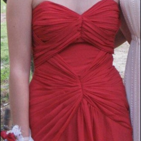 Size 2 Strapless Red Formal Gown - Picture 1 of 4