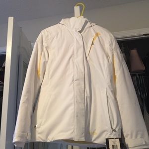 Hooded White and Yellow Spyder Jacket