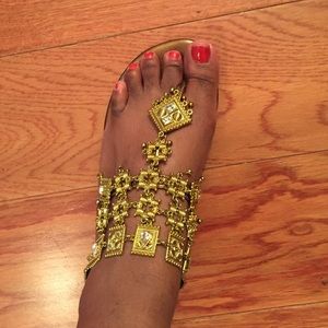 Gold sandals, size 8