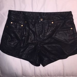 Free People Black Leather Shorts