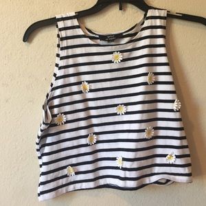 Striped Daisy Crop Top