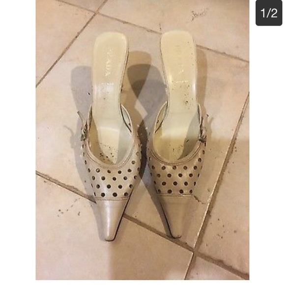 PRADA Shoes Mule Beige Vintage Size 39.5