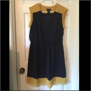 Blue and gold sleeveless dress