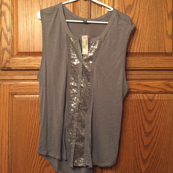 Sequin button up top