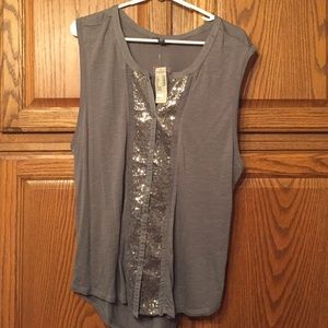 Sequin button up top