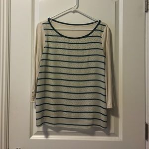 3/4 polka dot/striped LOFT top