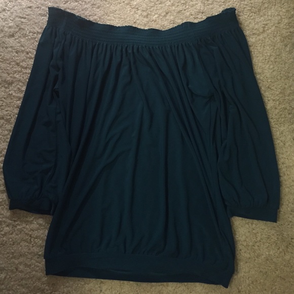 Hunter green off the shoulder blouse