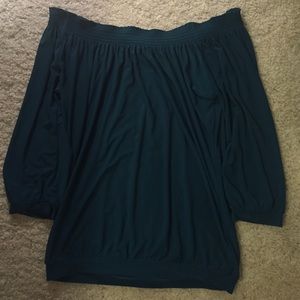 Hunter green off the shoulder blouse