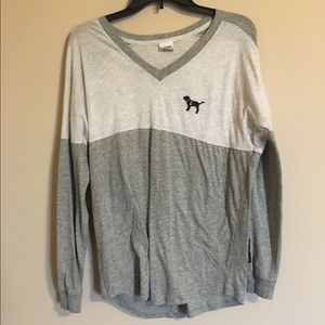 gray and white PINK long sleeve