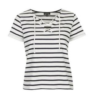 Topshop Tie-Front Striped Top size 8