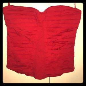 Red strapless corset