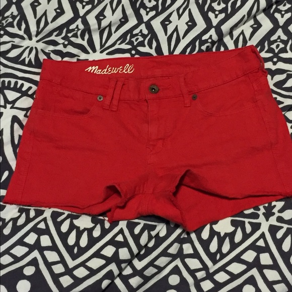 Madewell red denim shorts