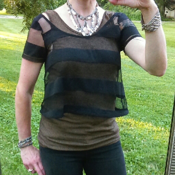 BCBGeneration Tops - BCBGeneration Semisheer Crop Top