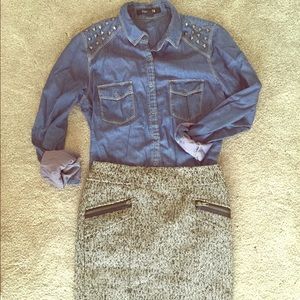 Denim Button Down with Gunmetal Studs