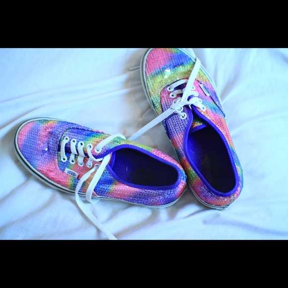 Sparkly rainbow Vans💖