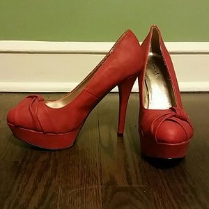 Red platform heels