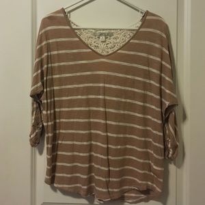 Lauren Conrad tan and cream striped tunic