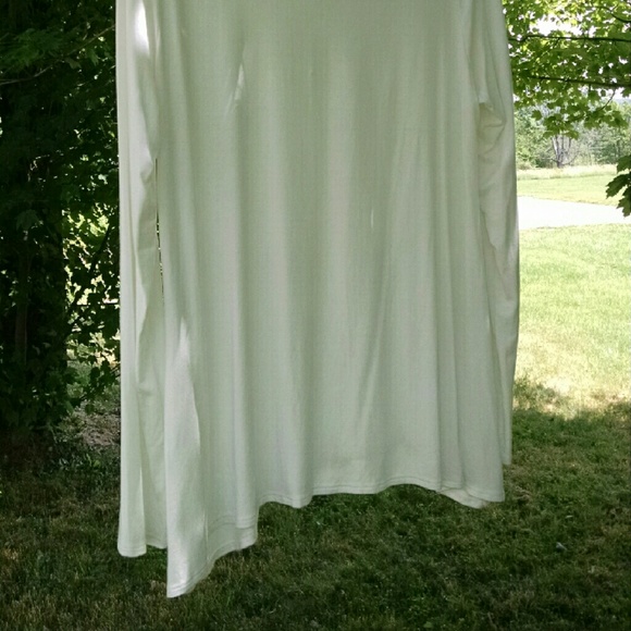 Ivory Modal Knit Crewneck Sidetail Tunic Top - Picture 2 of 3