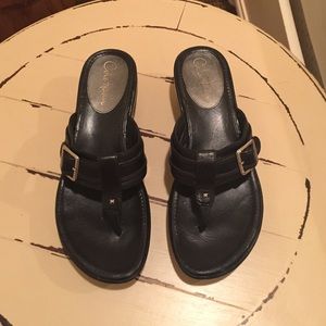 Cole Haan black slip on sandals