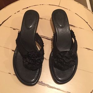 Lindsay Phillips black flower sandals