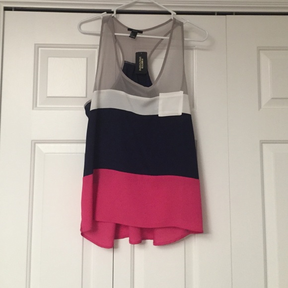 Striped chiffon F21 tank top