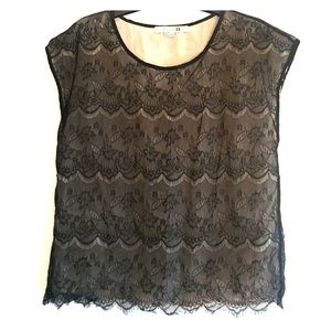 Black lace overlay blouse