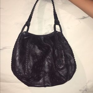 Black Prada shoulder bag!! Pretty detailing