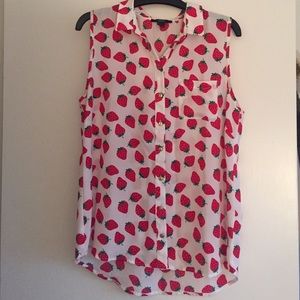 Strawberry button up blouse