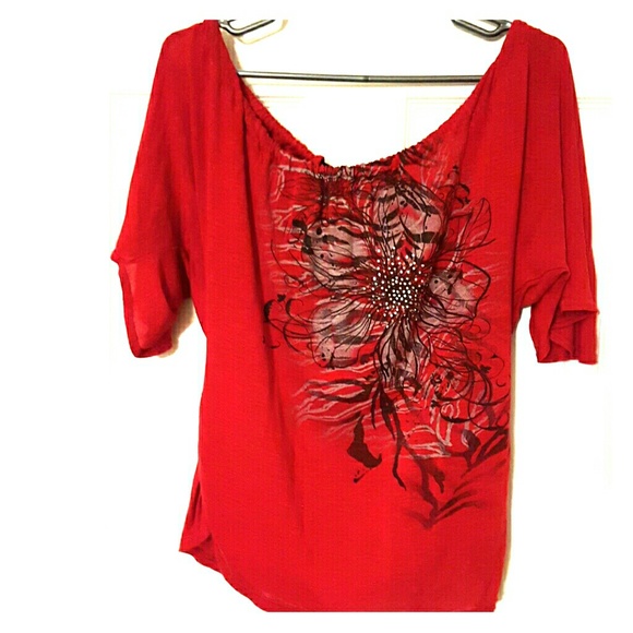 Red embellished shirt