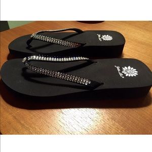 Yellow box flip flops