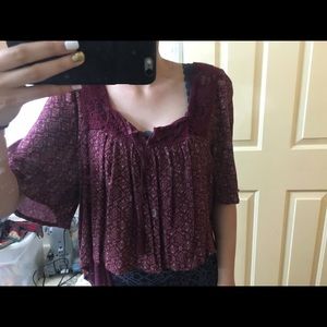 Burgundy Peasant Top