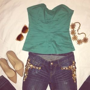Strapless green top