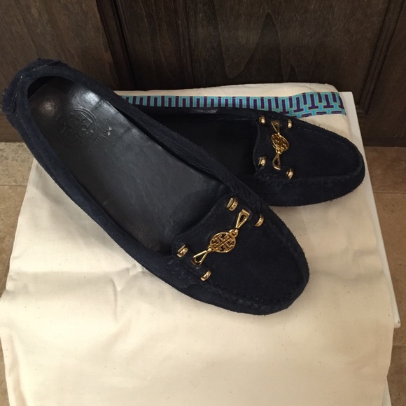 {Tory Burch} navy suede loafers