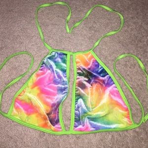 Oceanmoon tie dye rave keyhole top